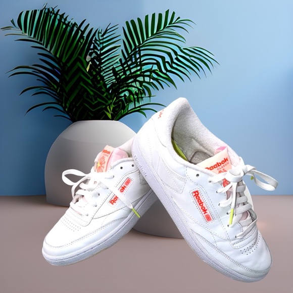 Reebok Shoes - REEBOK Club C 85 - White Orange Flare (Women's 10)